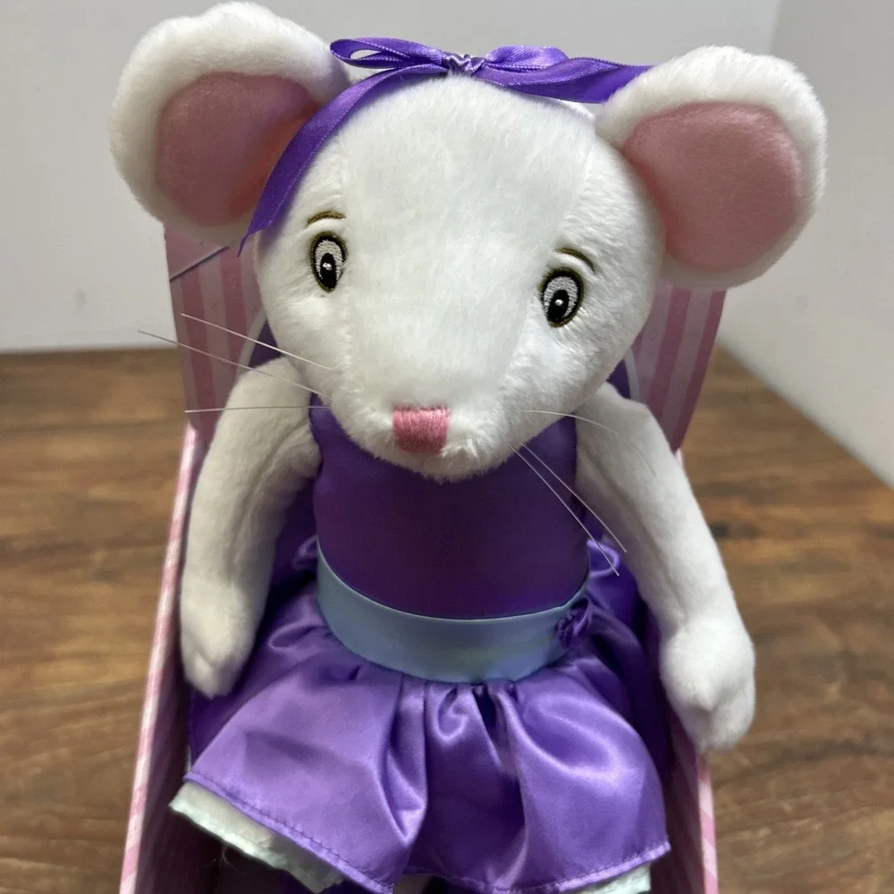 Vintage Angelina Ballerina Plush Purple Dress Flower Poseable W/DVD NEW HTF